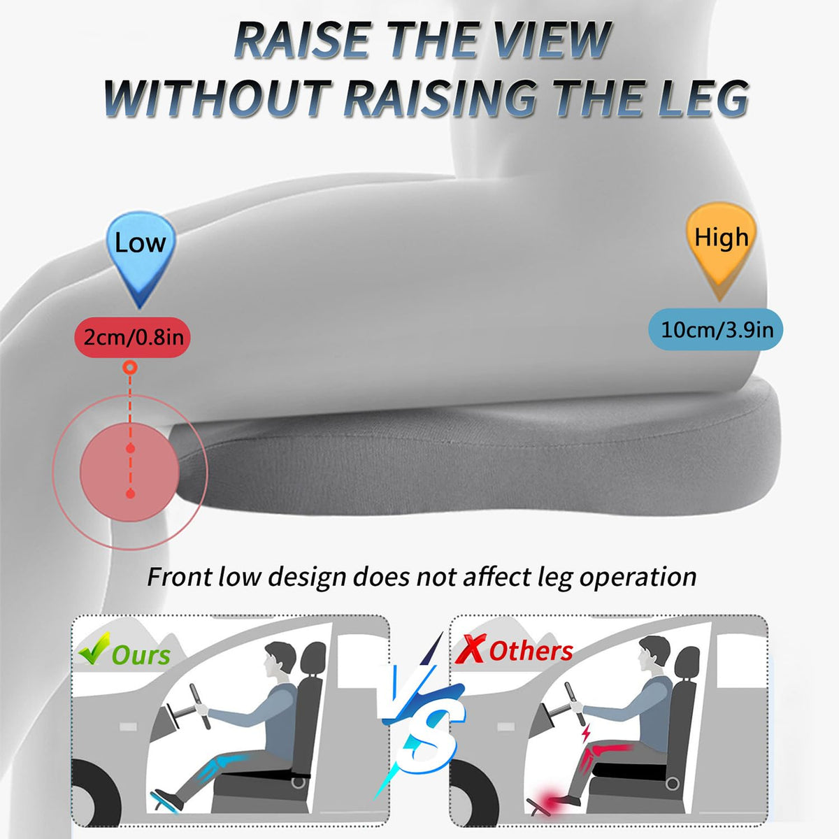Black Memory Foam Wedge Seat Cushion Z487514
