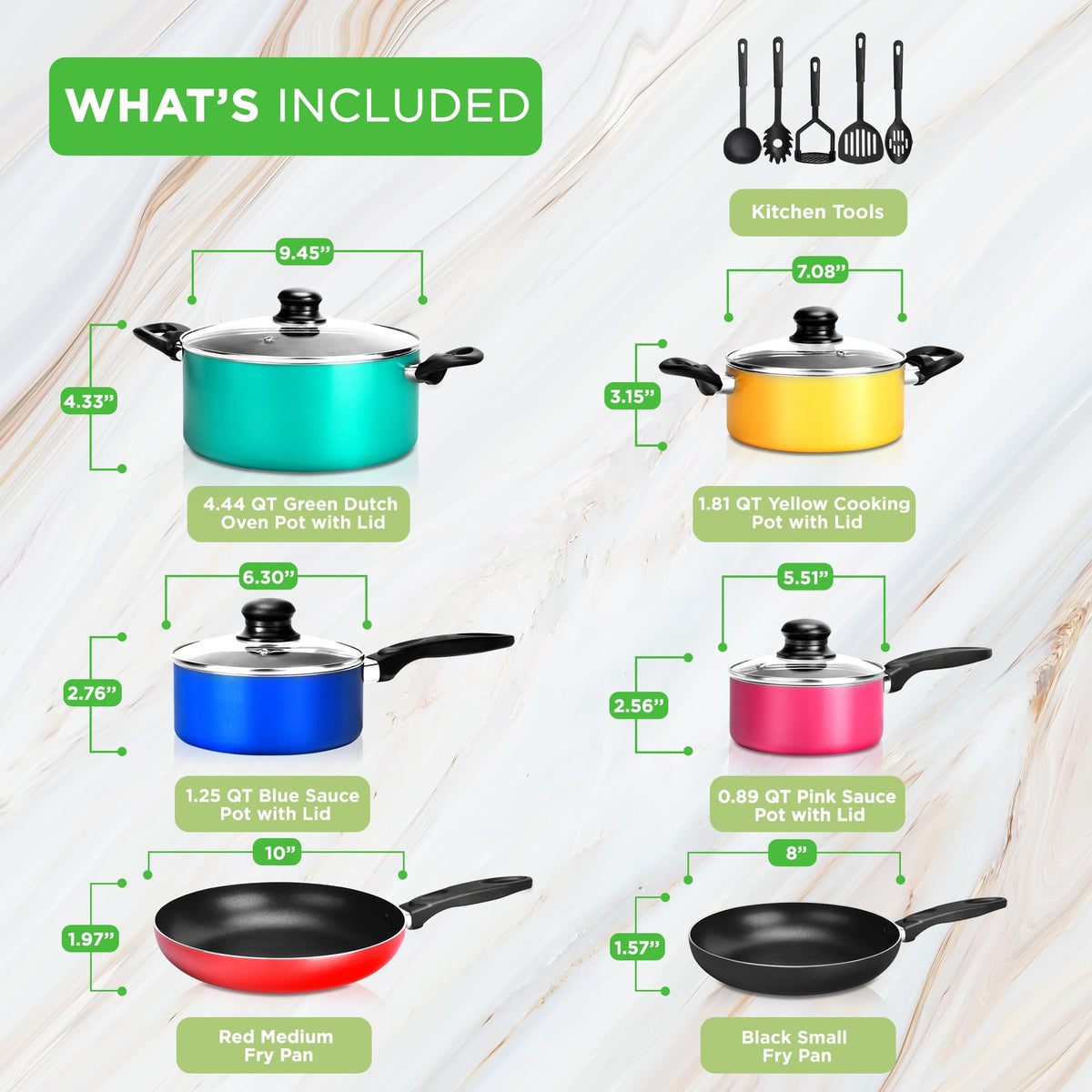 15 Piece Non Stick Cookware Set F7435