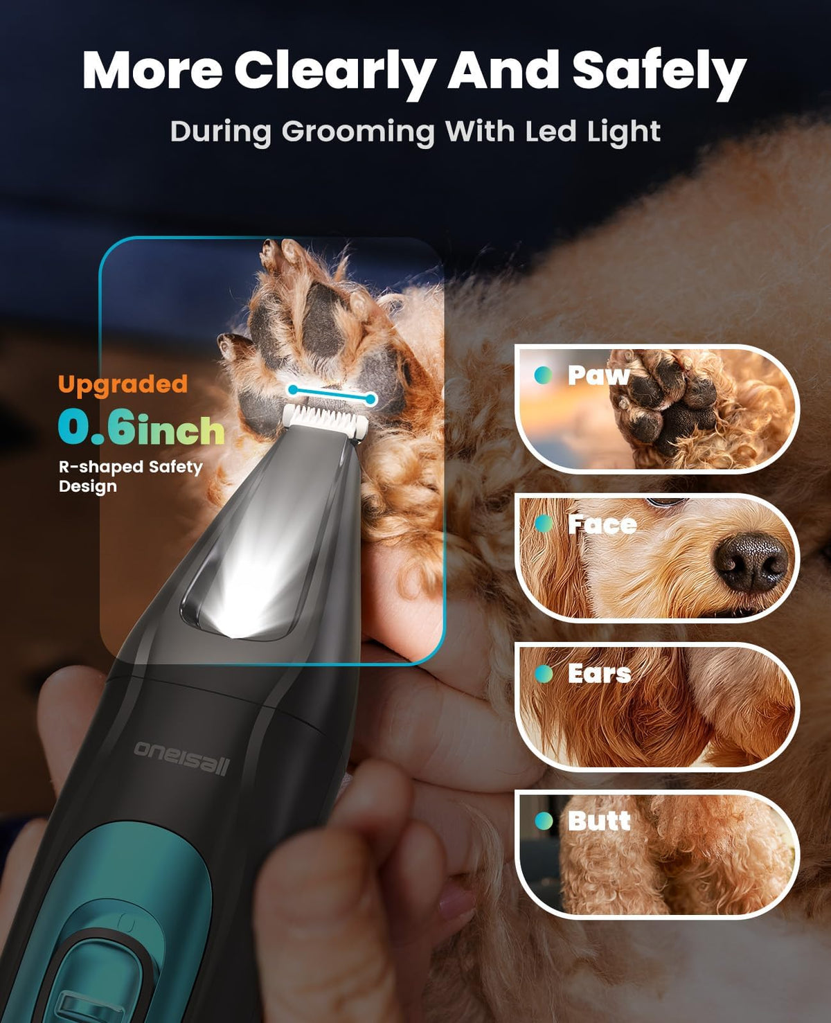 4-in-1 Dog Grooming Kit with LED Light Y8393