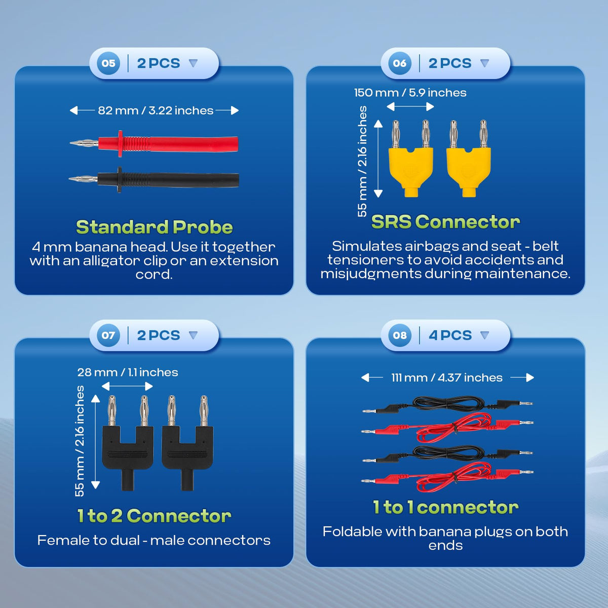 110 Pc Automotive Multimeter Test Leads Kit with Alligator Clips, Banana Plugs & Probes O10161