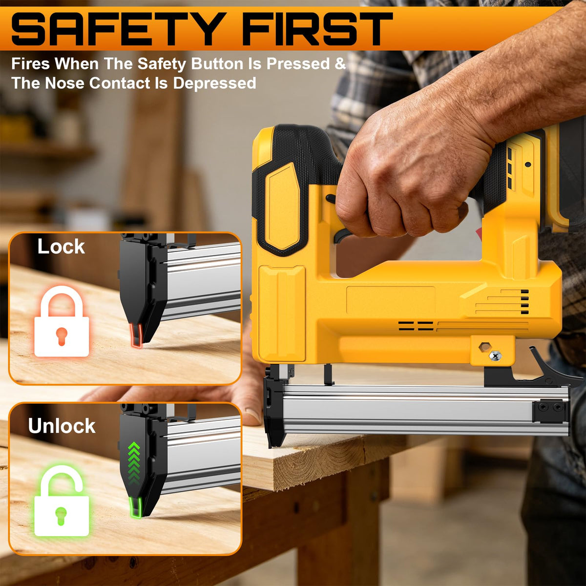 Cordless Brad Nailer 18 Gauge 2-in-1 Nail Gun Staple Gun L129928