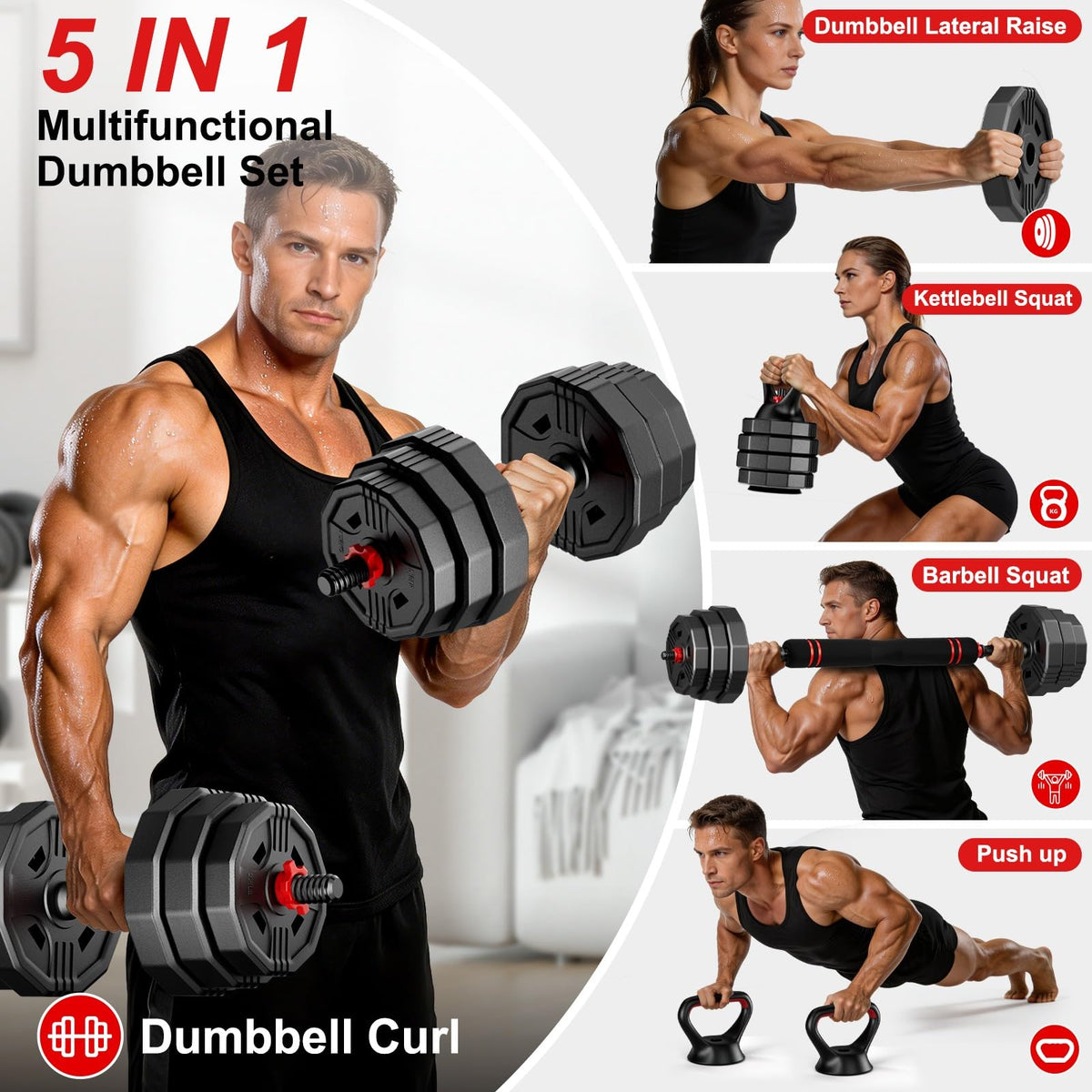 Adjustable Dumbbell Set 5in1 V87755