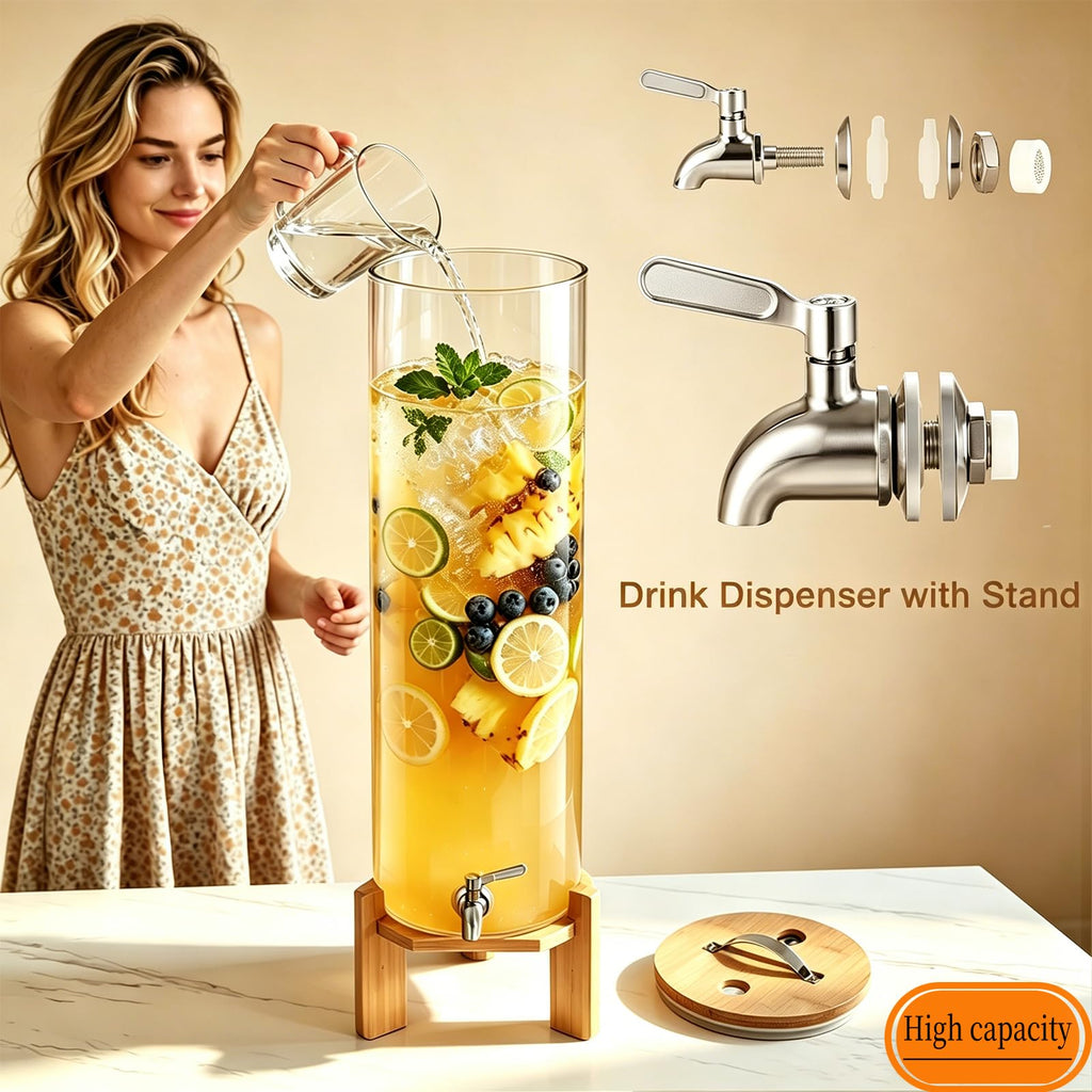 3.5 Gallon Glass Beverage Dispenser with Stand F690053