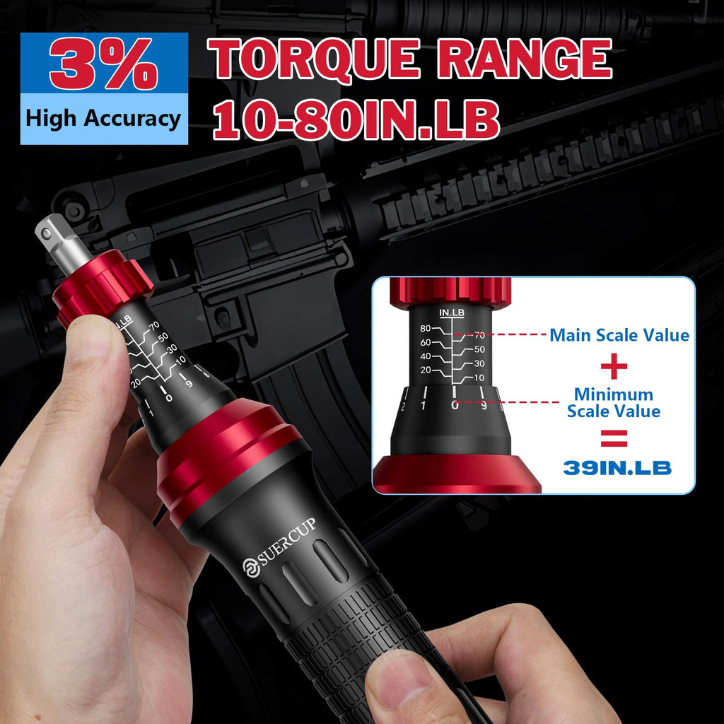 1/4" 10-80In.lb Torque Wrench Screwdriver 36 PCS Set Z5465