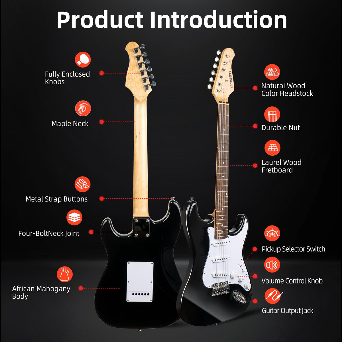 39" Electric Guitar Set with Amp Bag Tuner I162