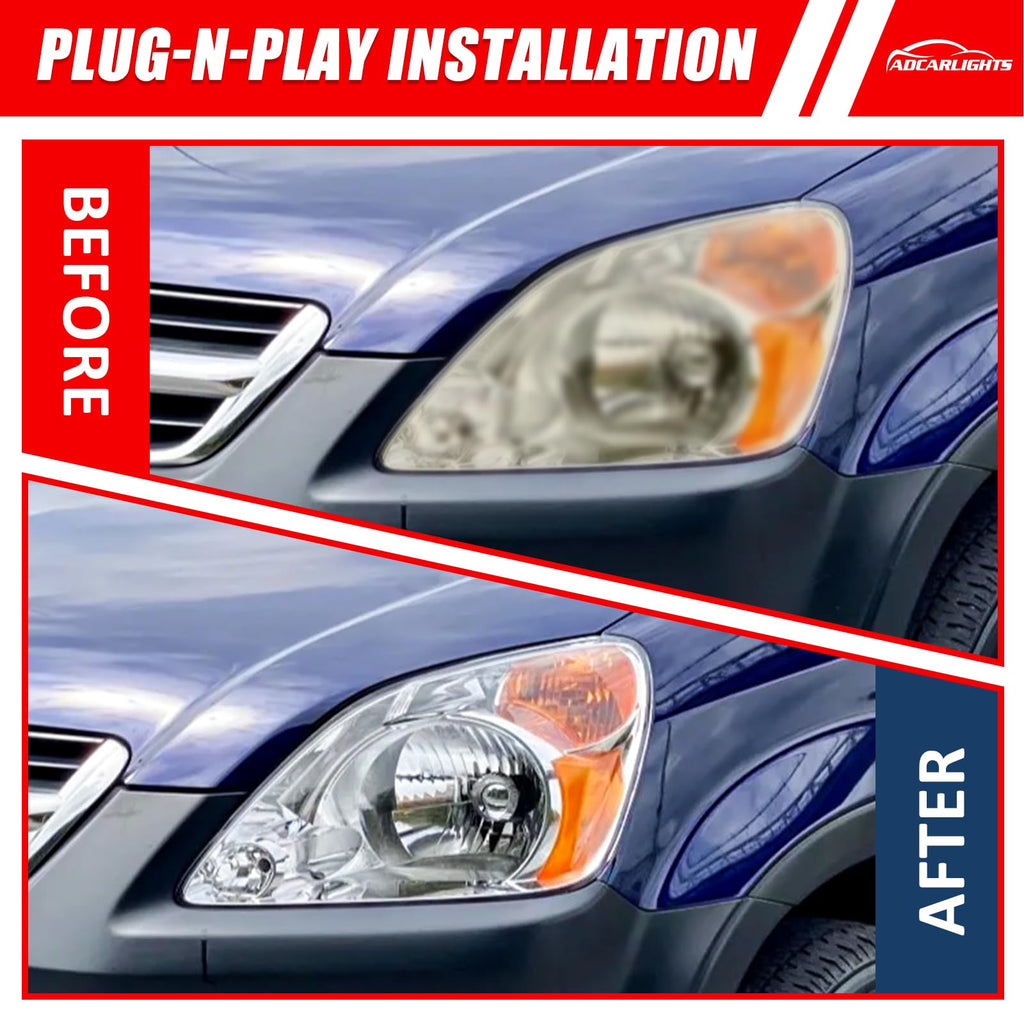 Headlamp Assembly with Chrome Housing Amber Reflector Driver and Passenger Sides D236329