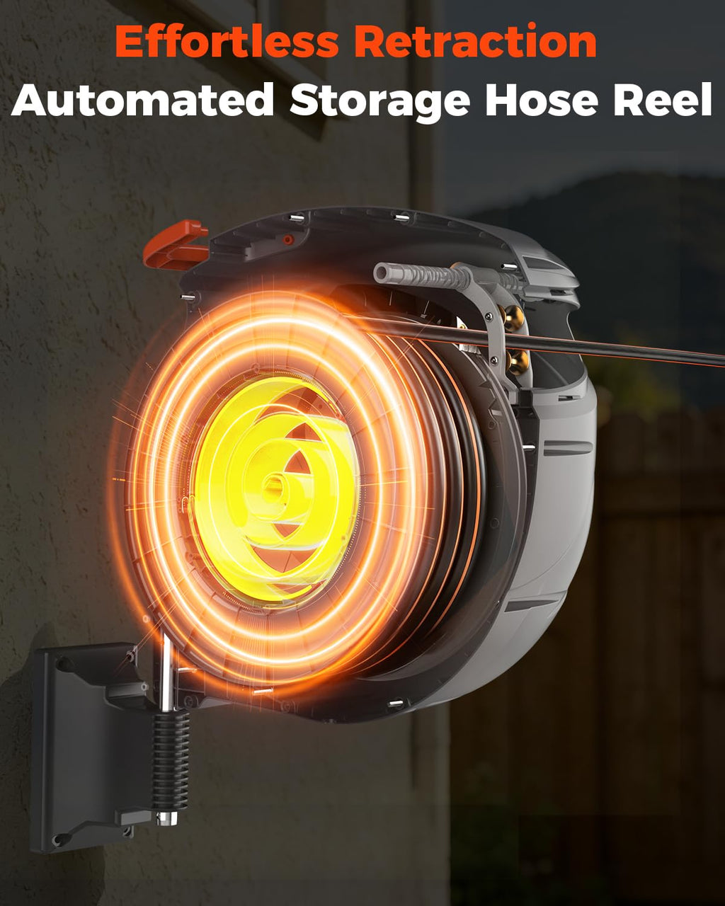 Retractable Garden Hose Reel 100 ft 1/2 Inch with 3-Layer PVC Hose D1458