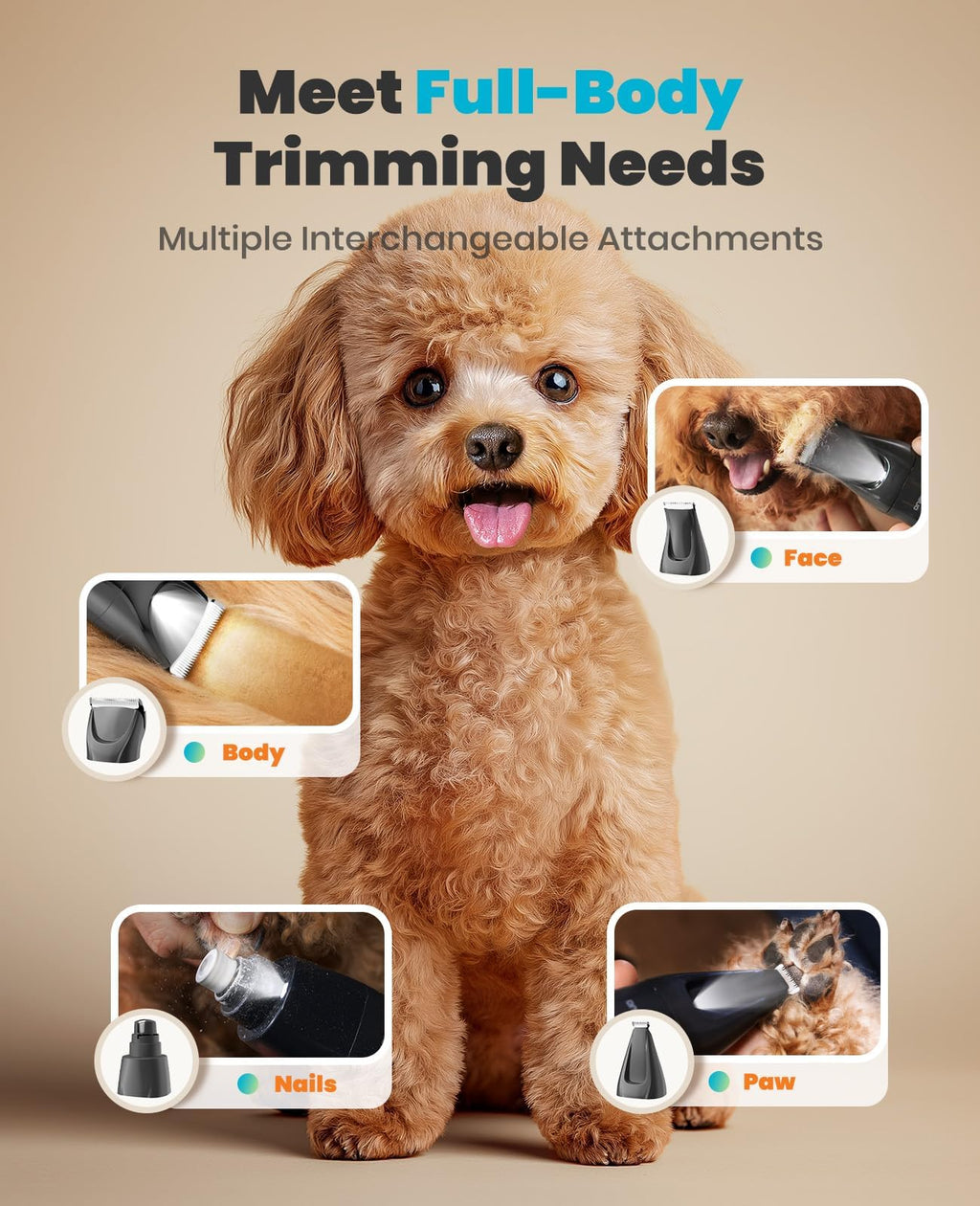 4-in-1 Dog Grooming Kit with LED Light Y8393