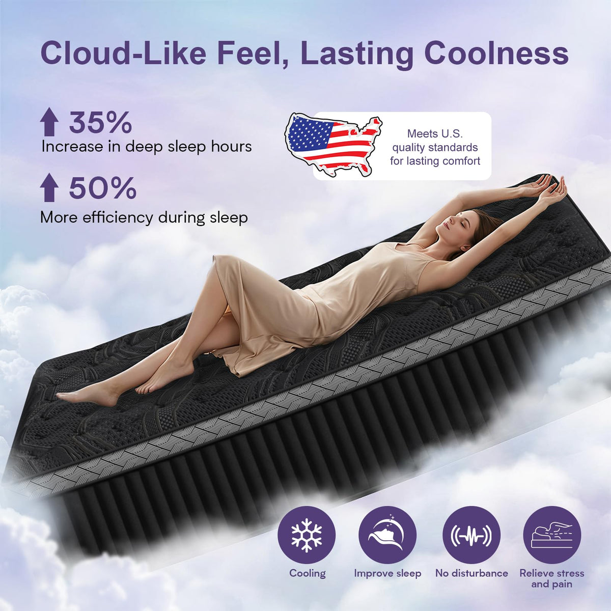 16 Inch Queen Size Hybrid Mattress in a Box O628