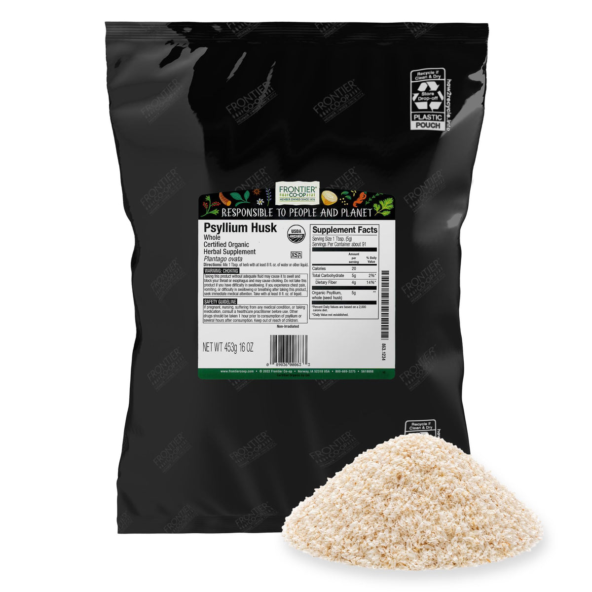 Organic Whole Psyllium Husk 16 Ounce A430