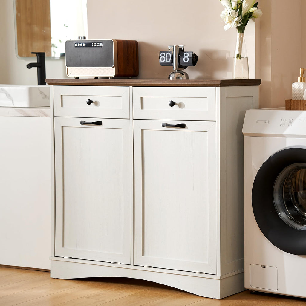 Antique White Double Tilt Out Trash Cabinet V80834