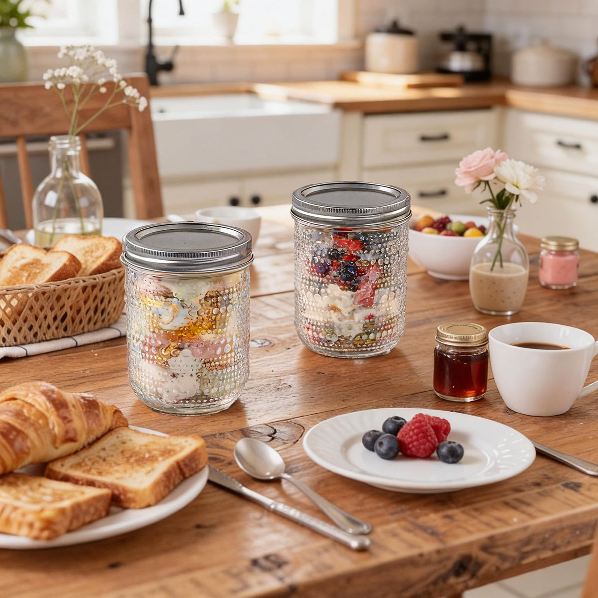 6-Pack 16 oz Wide Mouth Glass Mason Jars with Lids A9666