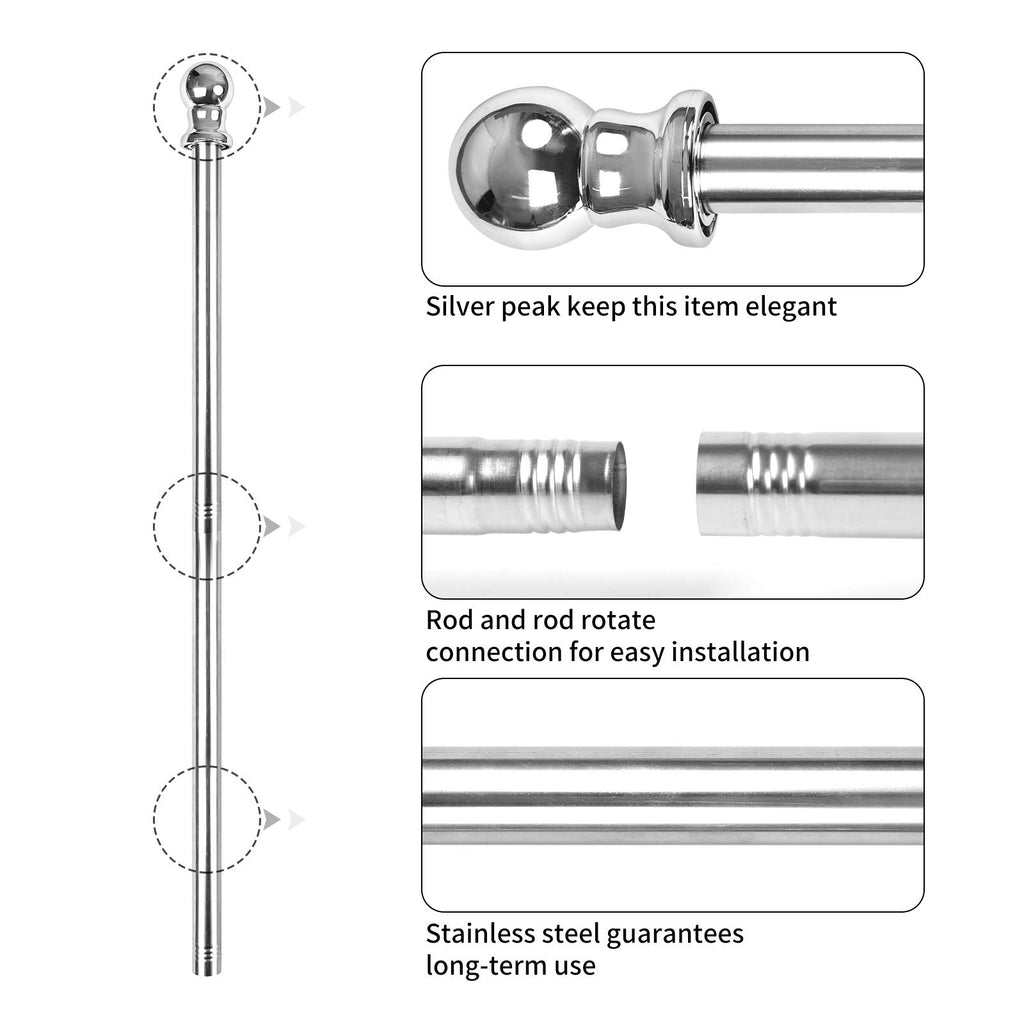6 Ft Stainless Steel Flag Pole Kit with 3x5 Ft Nylon Flag K20769