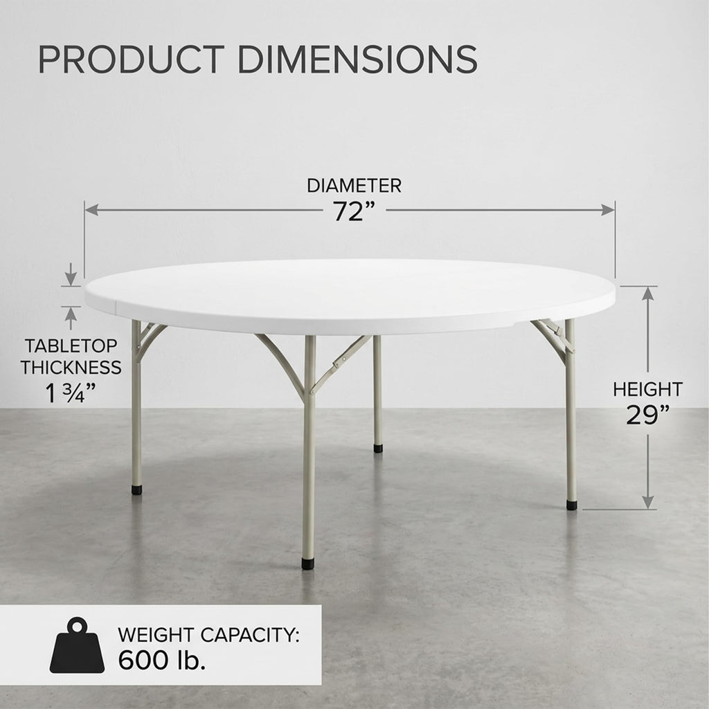 72-Inch Round Plastic Folding Tables 9-Pack N260