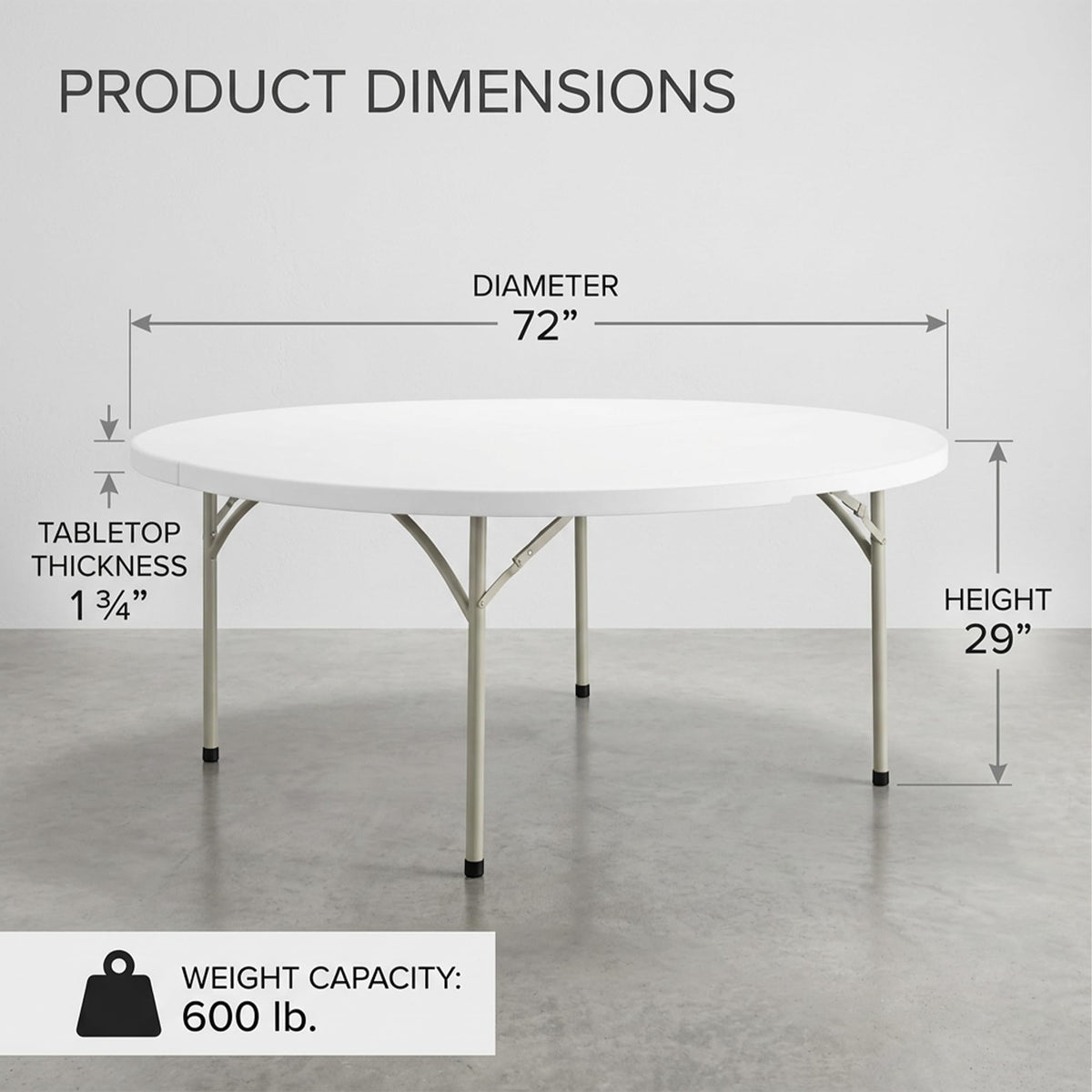 72-Inch Round Plastic Folding Tables 9-Pack N260