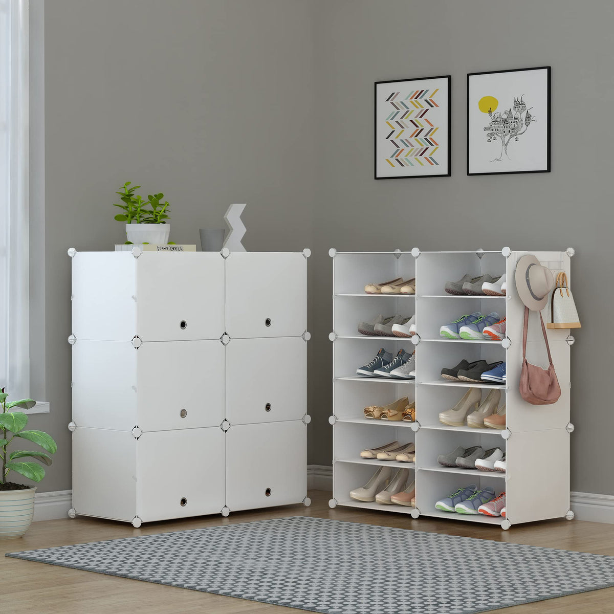 24 Pair Modular Shoe Rack Organizer E123837