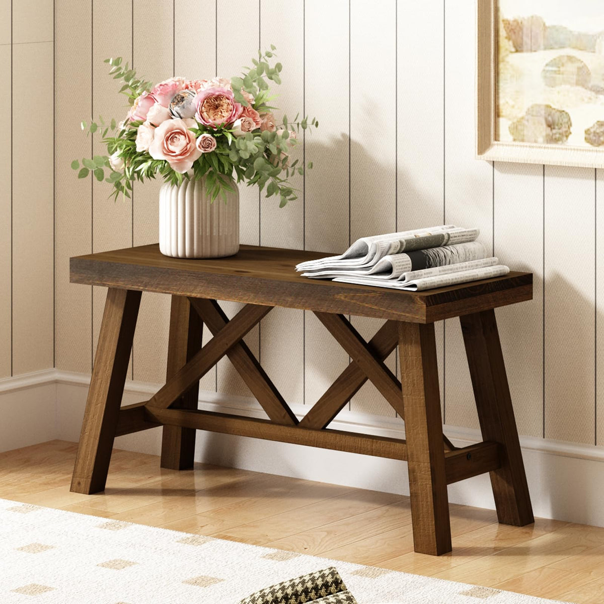 30" Solid Wood Bench Y581