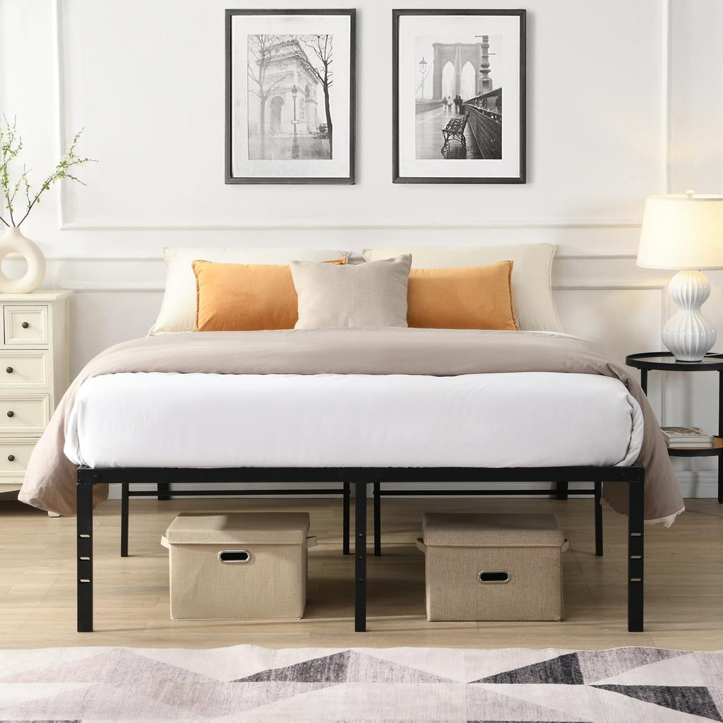 Black Queen Metal Platform Bed Frame I707