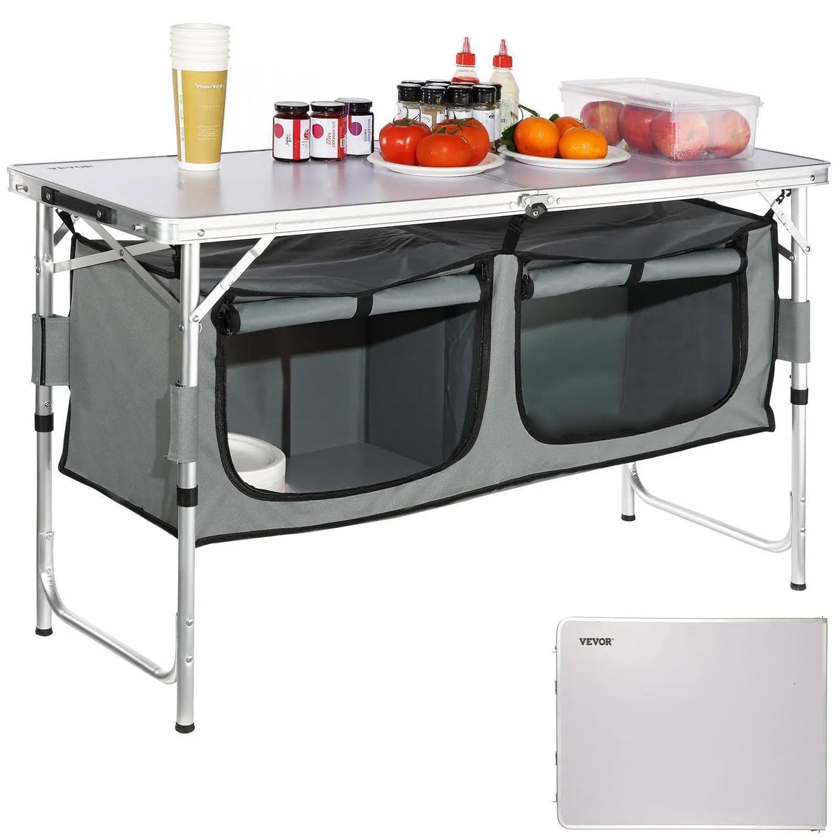 Folding Camping Cooking Table with Storage Organizer P895