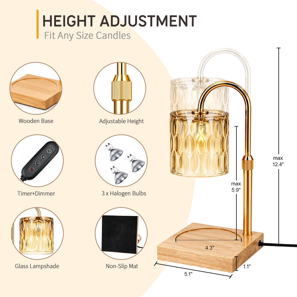 Adjustable Dimmable Candle Warmer Lamp with Timer J8787