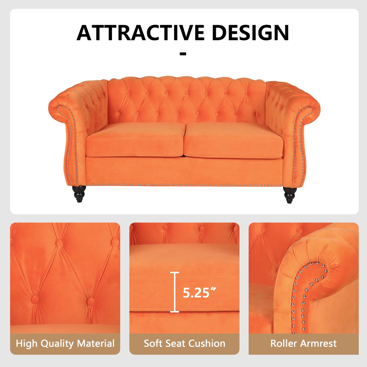 3 Piece Velvet Sectional Sofa Chair Set V50442