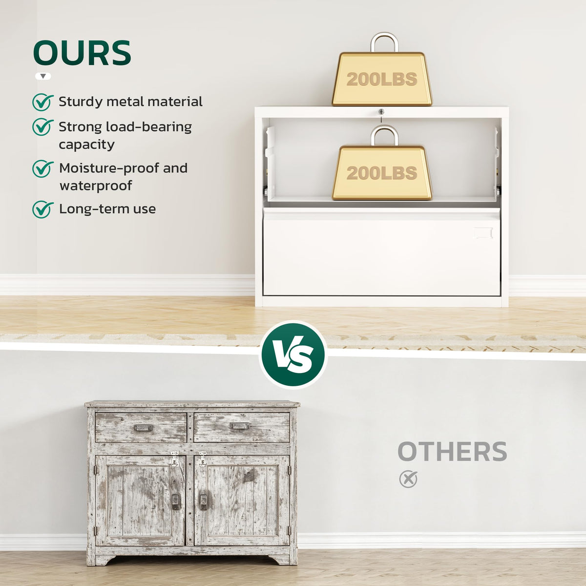 White 2 Drawer Metal File Cabinet with Lock Z920999