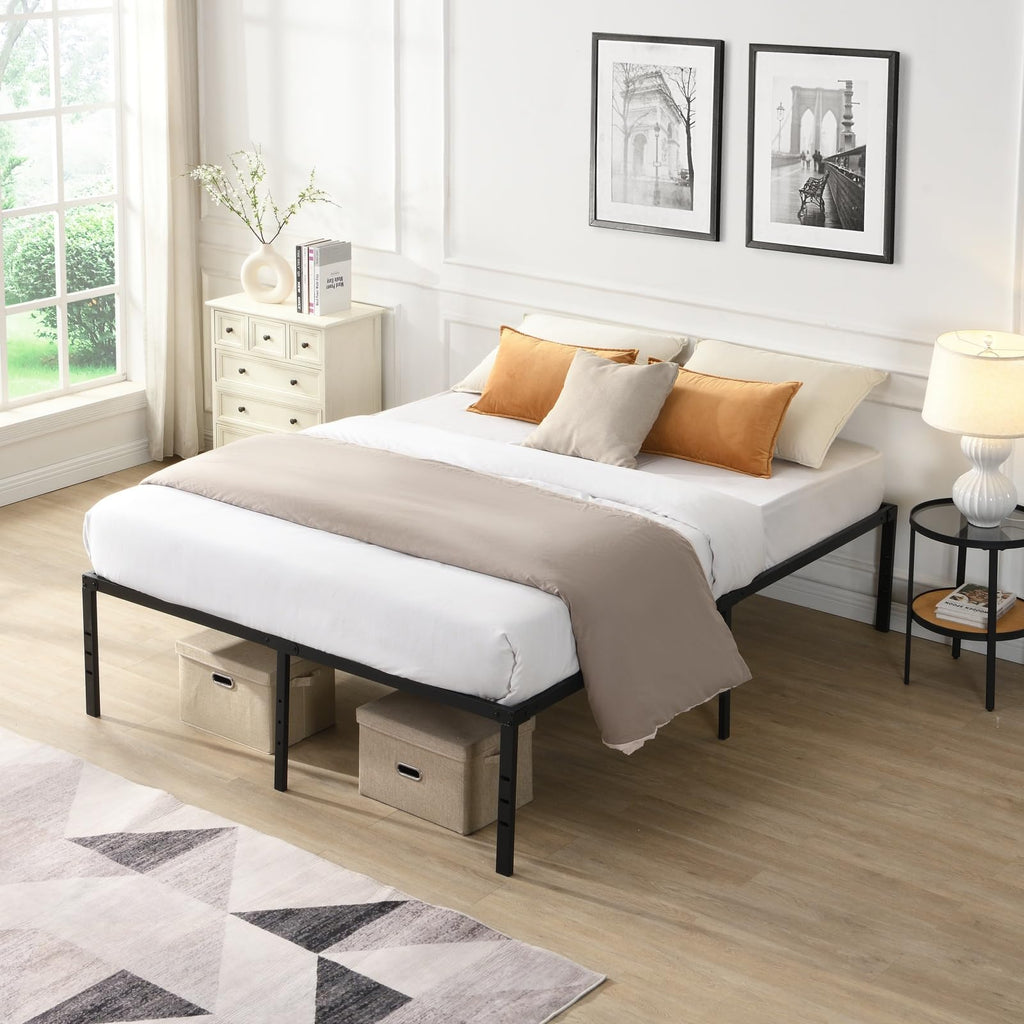 Black Queen Metal Platform Bed Frame I707
