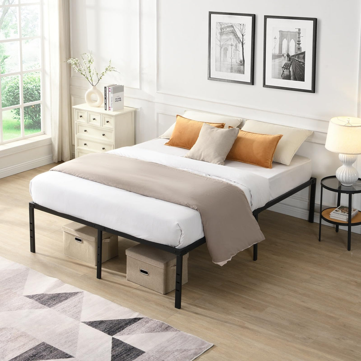 Black Queen Metal Platform Bed Frame I707