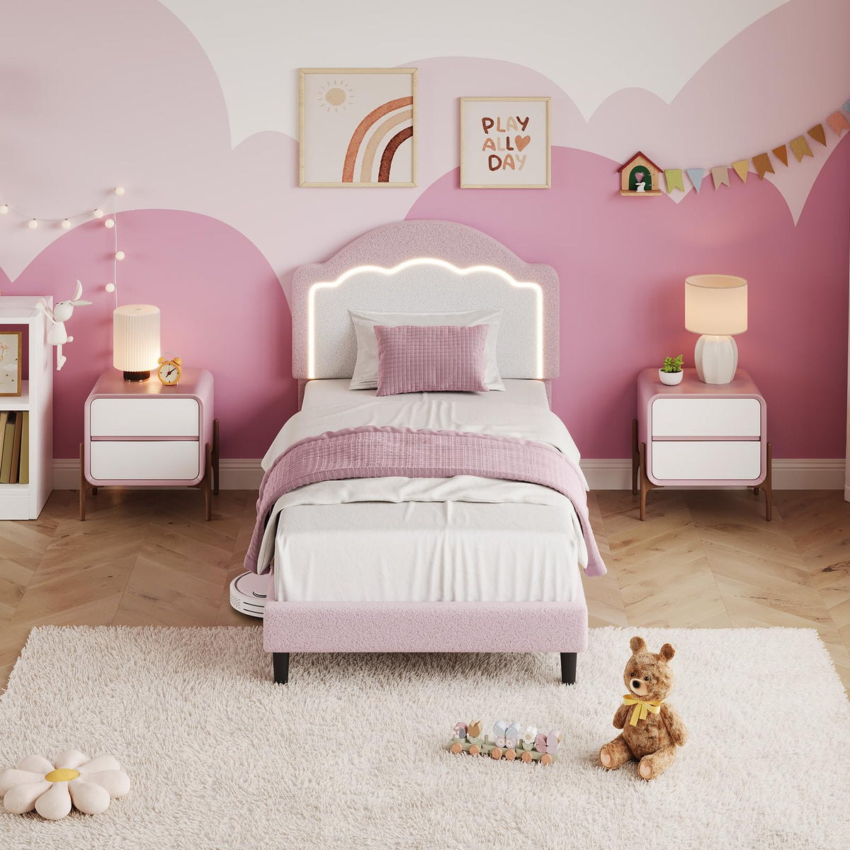 Velvet Upholstered Twin Bed Frame B247