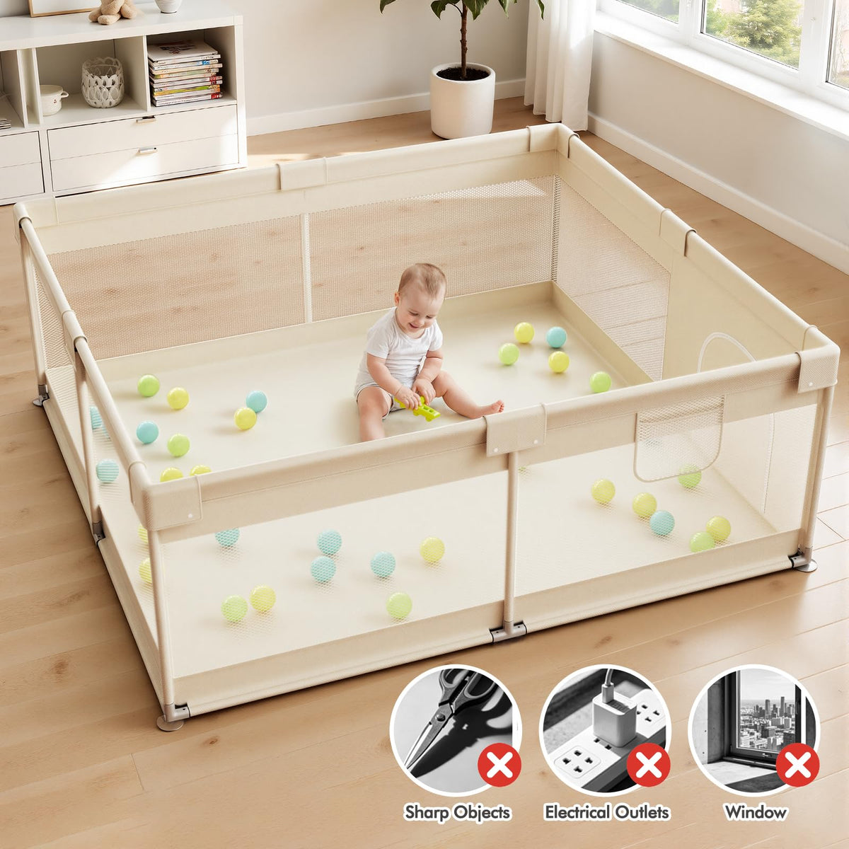 Beige Small Baby Playpen A44525
