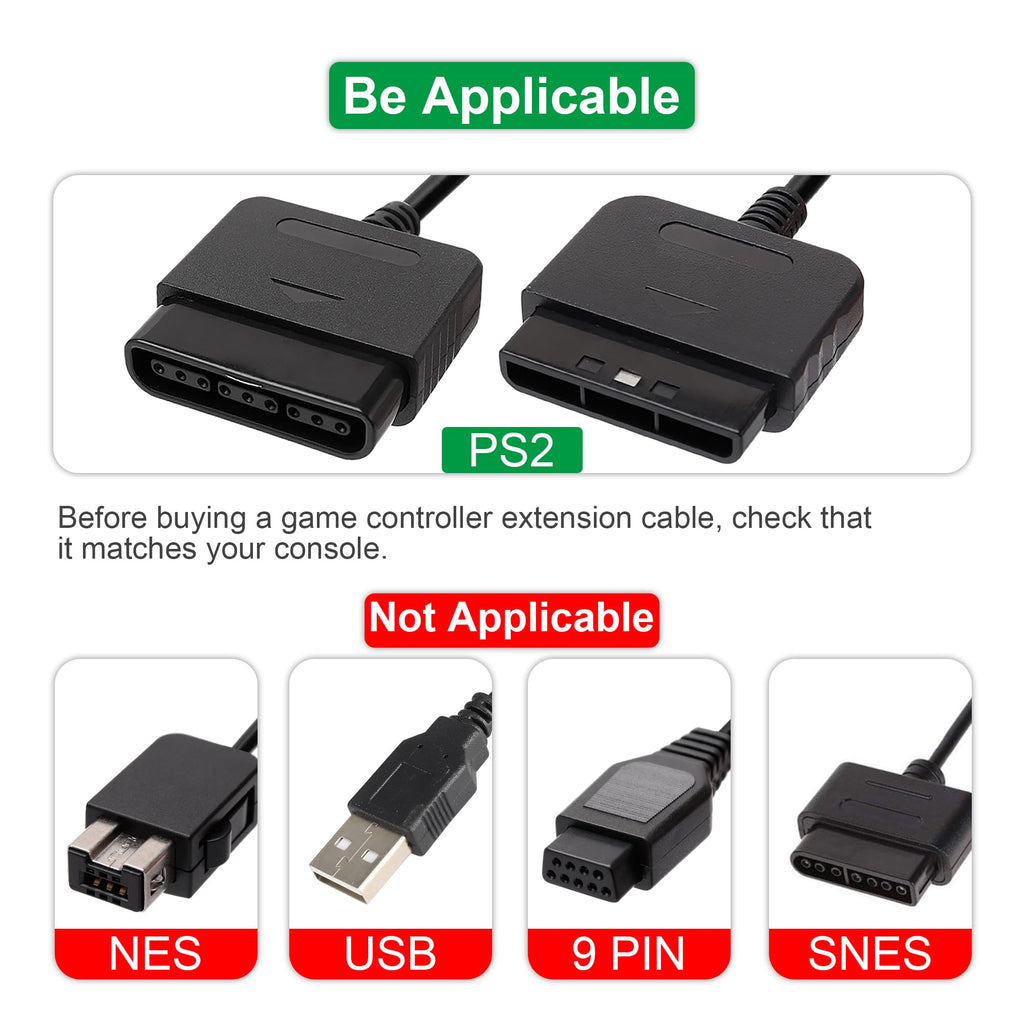 PS2 Controller Extension Cable 2-Pack 1.8M/6FT V1303