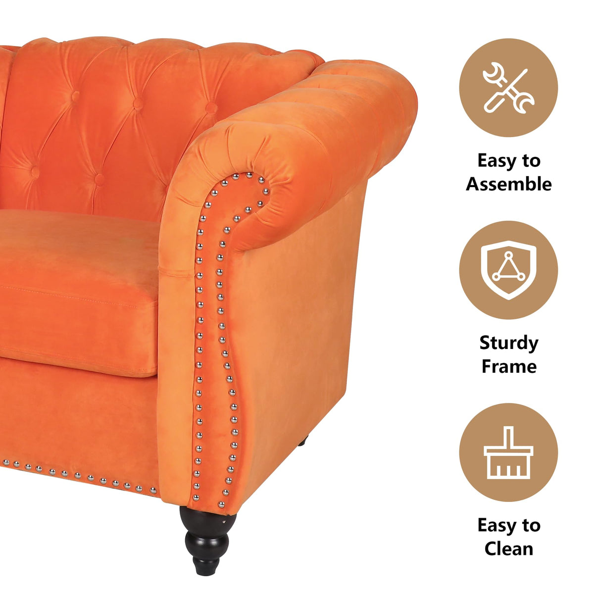 3 Piece Velvet Sectional Sofa Chair Set V50442