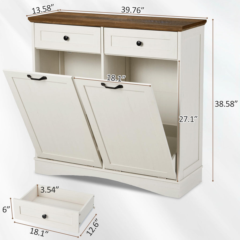 Antique White Double Tilt Out Trash Cabinet V80834