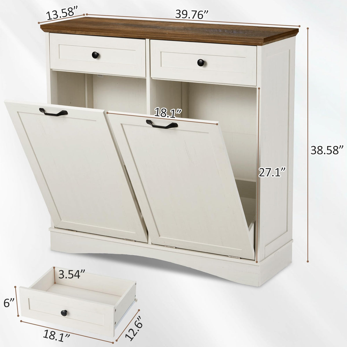 Antique White Double Tilt Out Trash Cabinet V80834