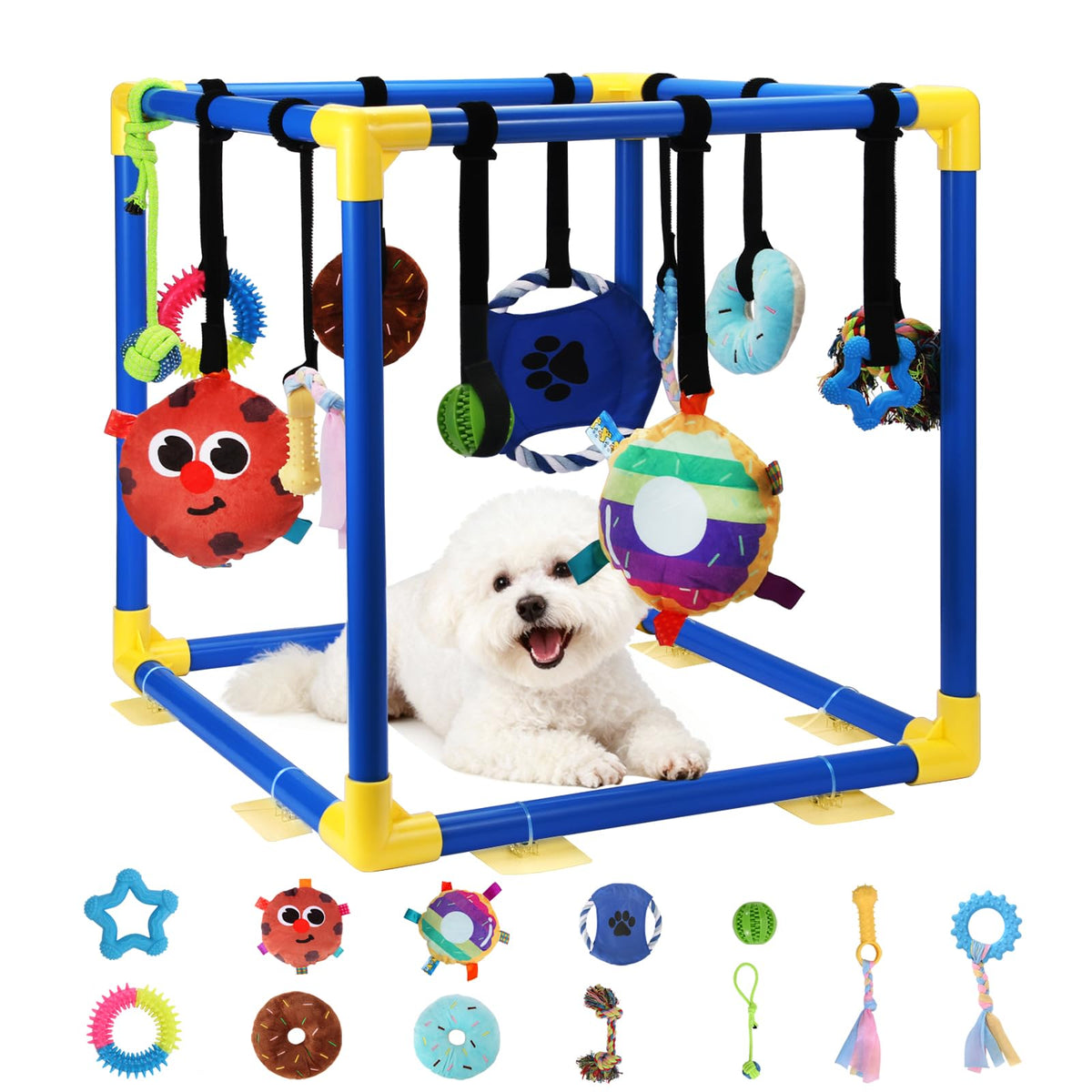 12 Toys Puppy Play Gym with Squeaky Toys P41284