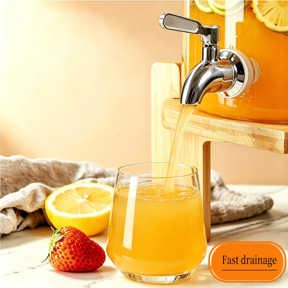 3.5 Gallon Glass Beverage Dispenser with Stand F690053