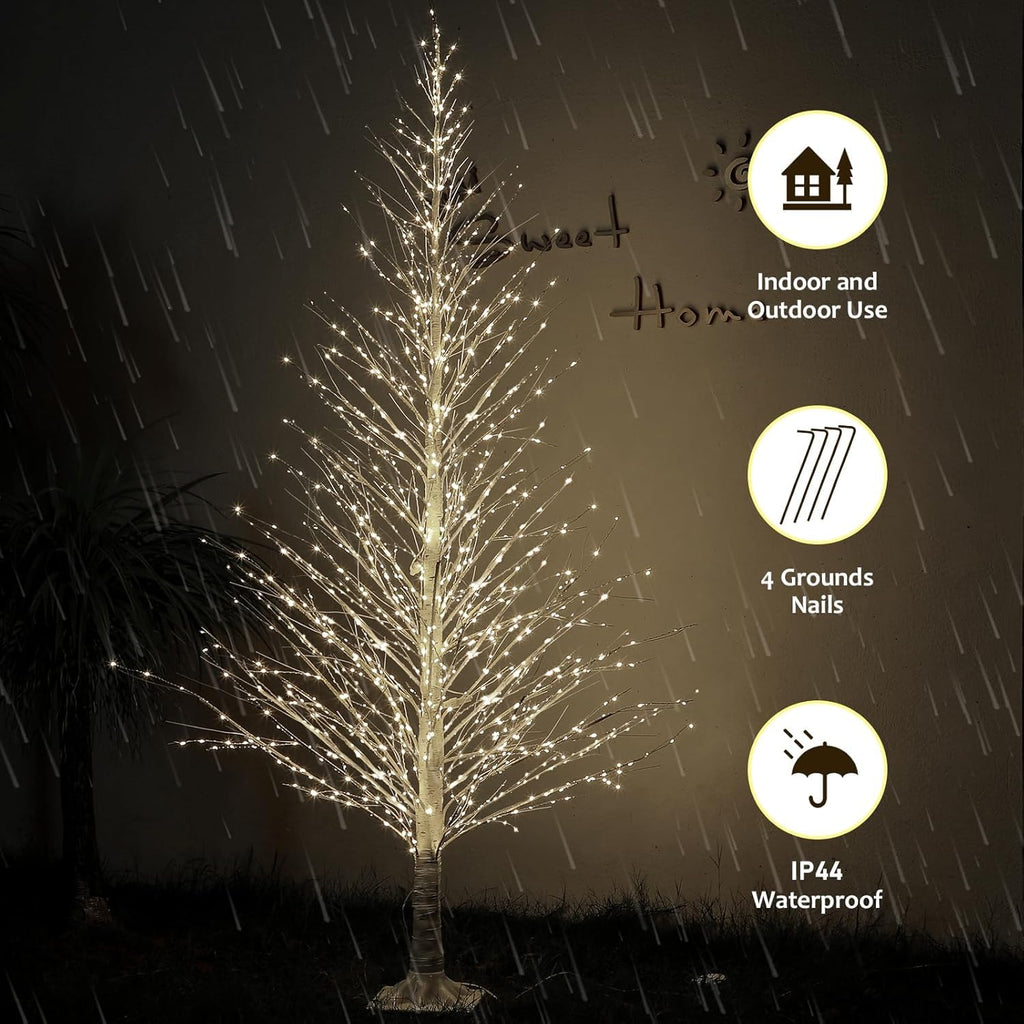 7FT Lighted Birch Tree 1000 LED Warm Lights U874227