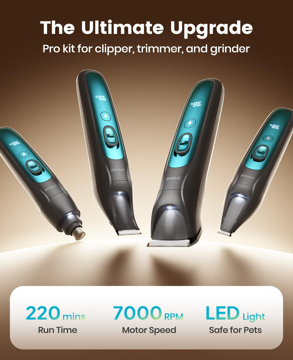 4-in-1 Dog Grooming Kit with LED Light Y8393
