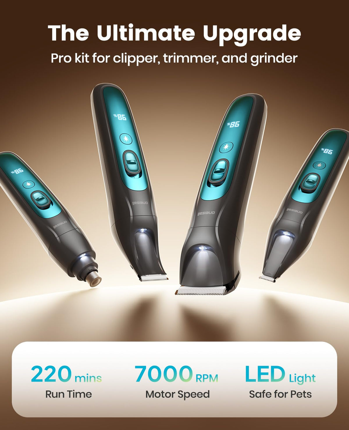 4-in-1 Dog Grooming Kit with LED Light Y8393