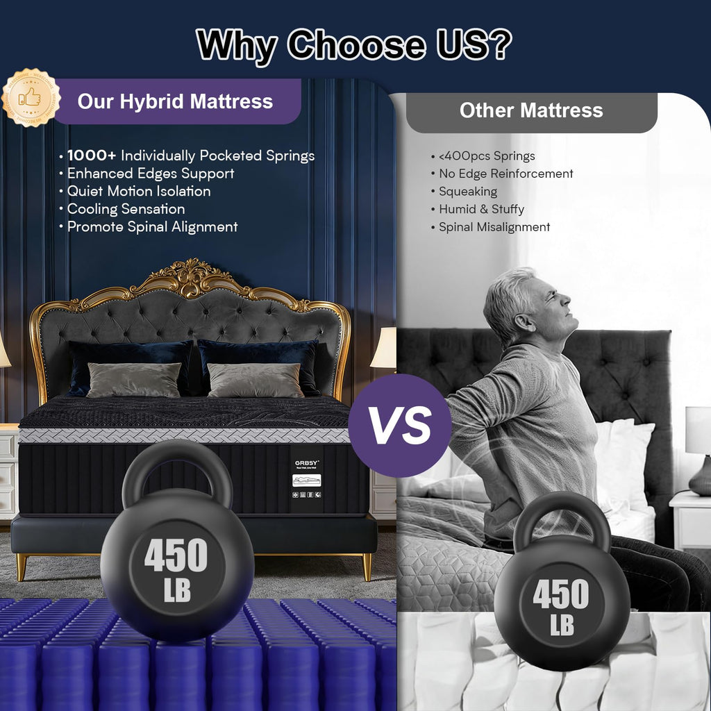 16 Inch Queen Size Hybrid Mattress in a Box O628