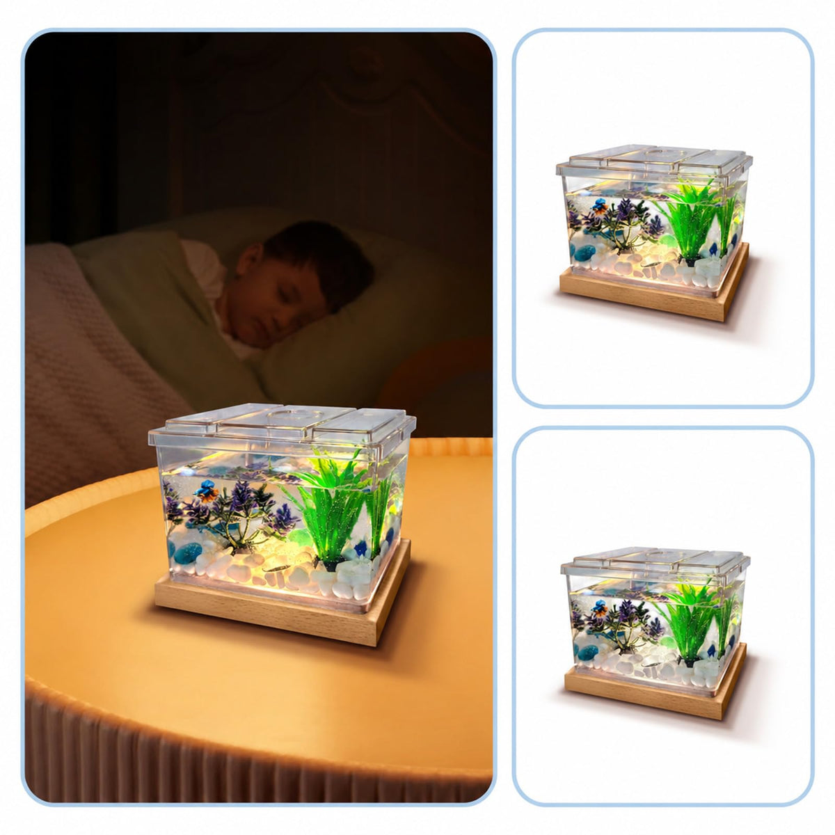 Mini Betta Fish Tank Kit with LED Light Base W477