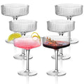 Ribbed Coupe Glasses Set of 6, 10 oz Crystal Cocktail Glassware S662741