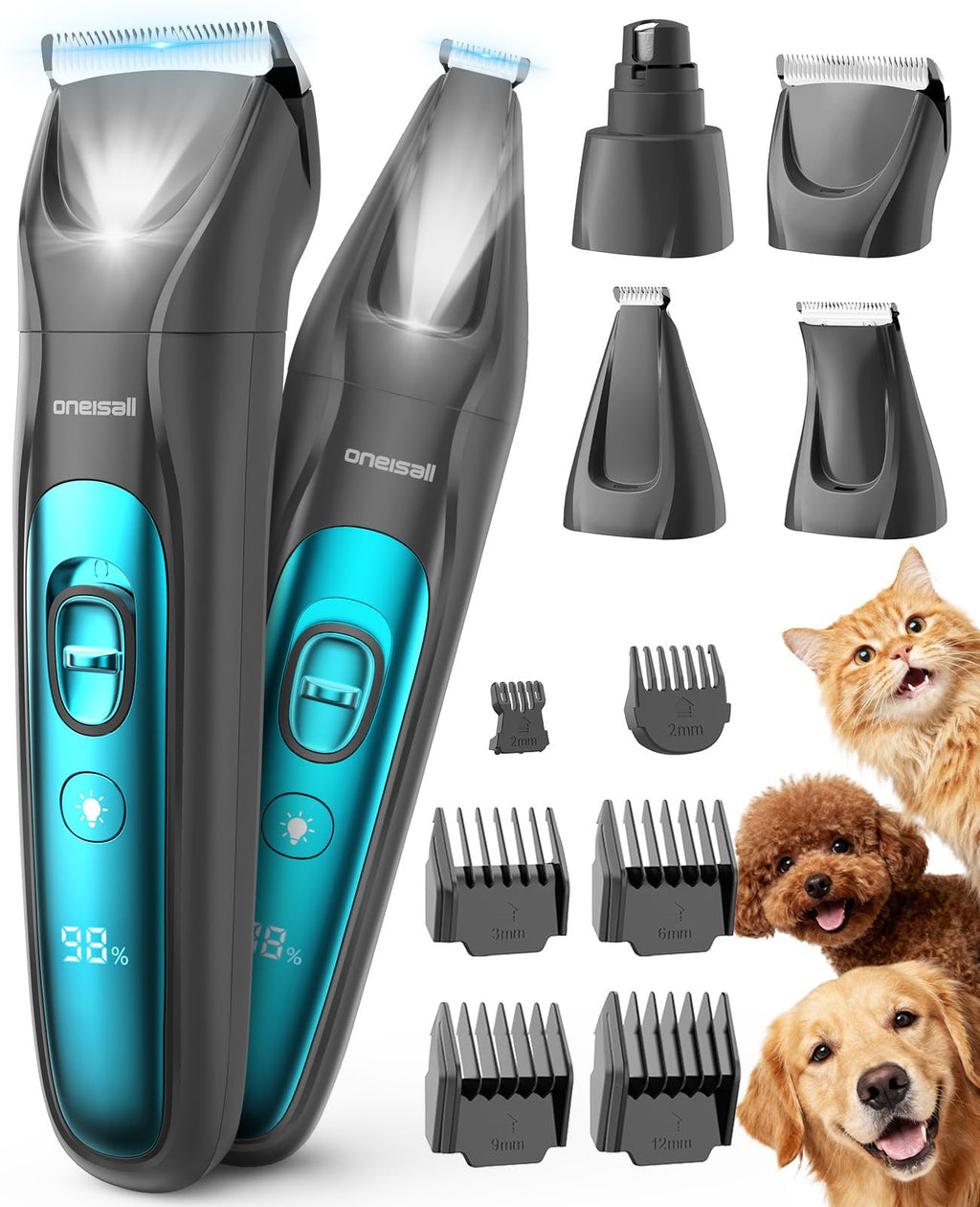4-in-1 Dog Grooming Kit with LED Light Y8393
