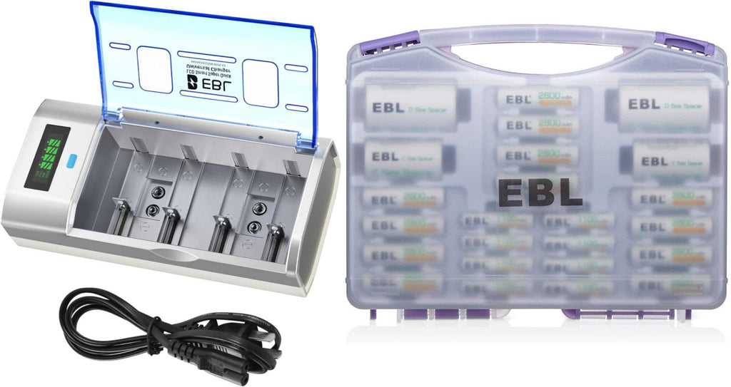 Universal Smart Battery Charger with 12 AA and 8 AAA Batteries L381
