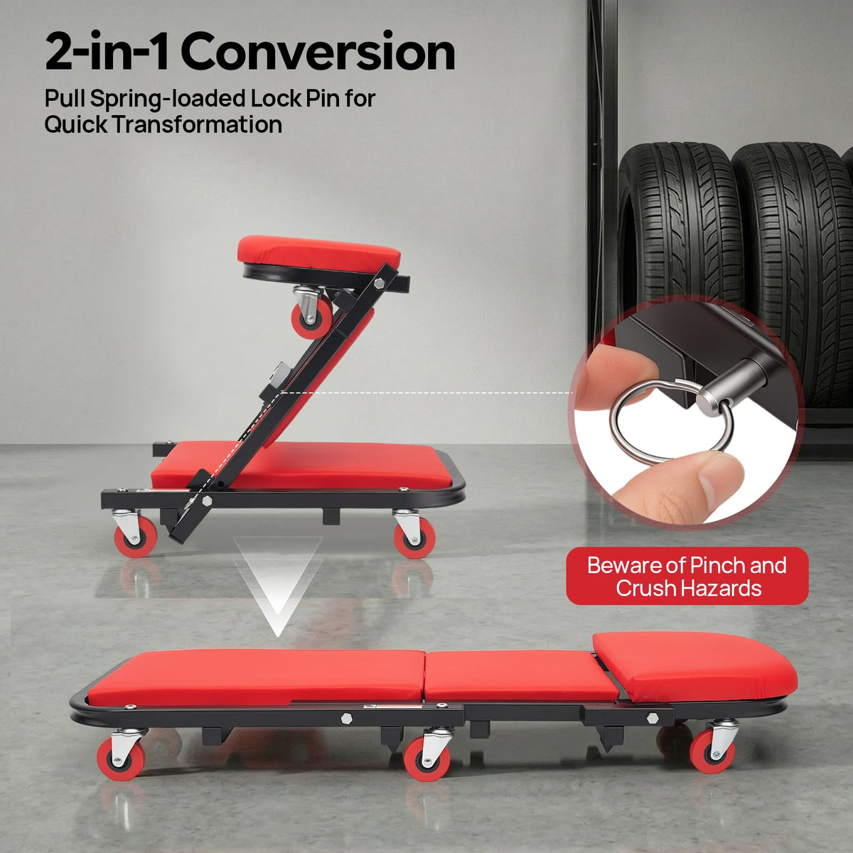 2 in 1 Heavy Duty Rolling Creeper Seat Z283