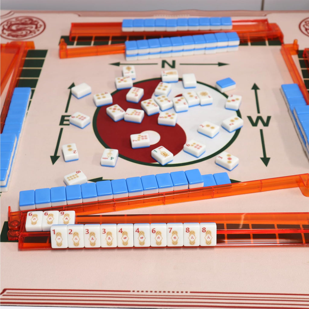 Set of 4 Compact Plastic Mahjong Racks with Pushers S810943