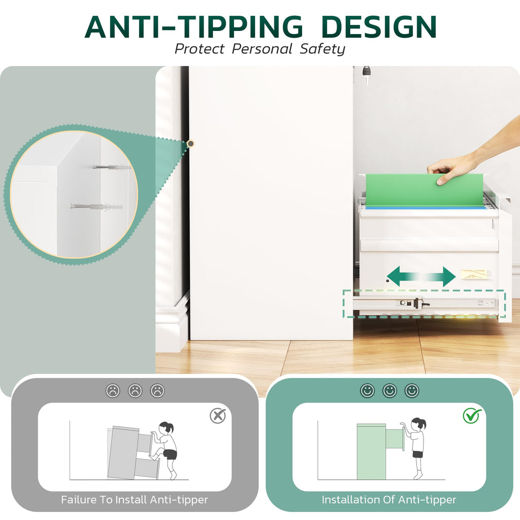 White 2 Drawer Metal File Cabinet with Lock Z920999