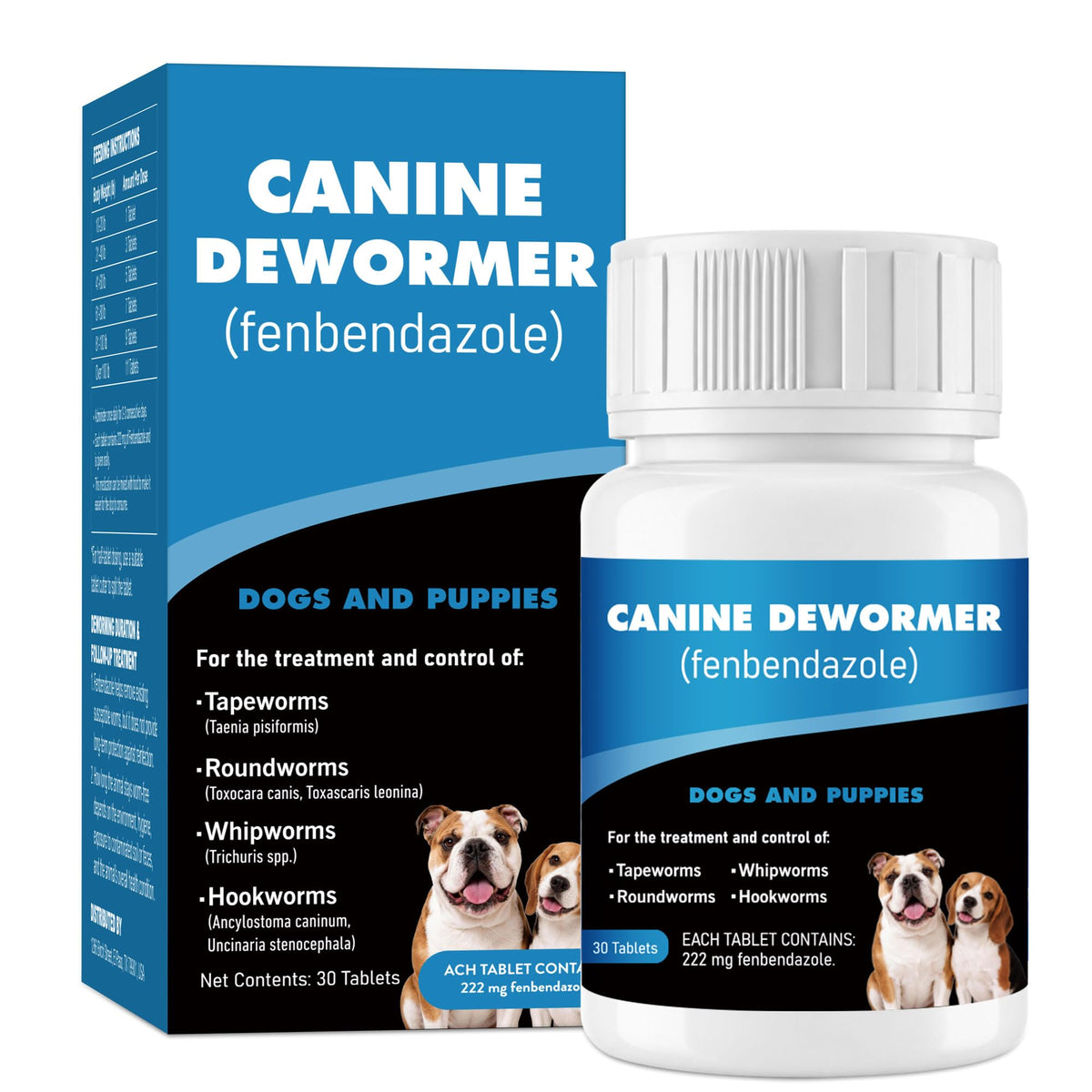 Fenbendazole 222mg Dewormer for Dogs, 30 Tablets B4476