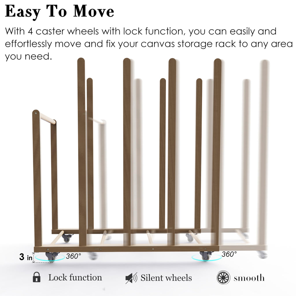 Art Canvas Storage Rack with Handle & Caster Wheels Z631
