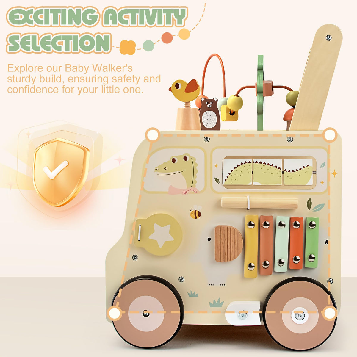 Wooden Activity Cube Push Walker N291